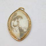 Georgain 9ct Rose Gold Mounted Etched Mourning Pendant Antique c1760