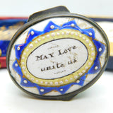 Georgian Bilston Enamel 'May Love Unite Us' Patch Box Antique c1800 AF