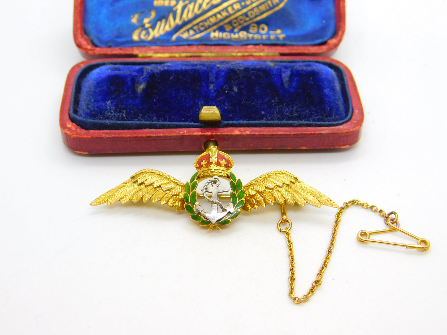 WWII 9ct Yellow Gold & Enamel Royal Fleet Air Arm Sweetheart Brooch c1940