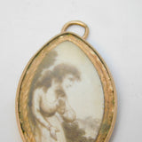 Georgain 9ct Rose Gold Mounted Etched Mourning Pendant Antique c1760
