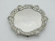 George II Sterling Silver Armorial Crested Salver Dish Antique 1756 London