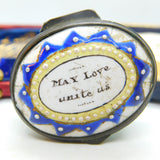Georgian Bilston Enamel 'May Love Unite Us' Patch Box Antique c1800 AF