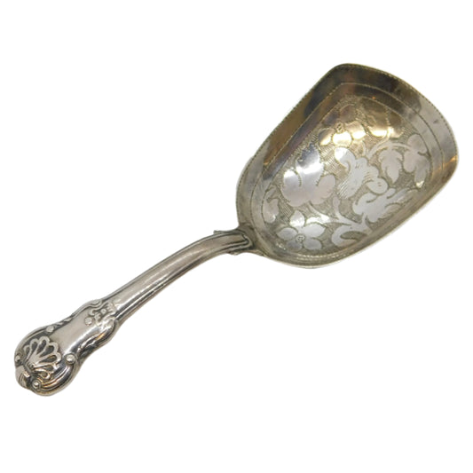George IV Sterling Silver Floral Pattern Tea Caddy Spoon Antique 1824 Birmingham