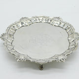 George II Sterling Silver Armorial Crested Salver Dish Antique 1756 London