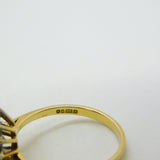 9ct Yellow Gold, 0.3ct Sapphire & Diamond Pear Shaped Cluster Ring Vintage 1991