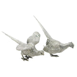 19th Century Pair of German Cast .800 Silver Pheasant Pepper Shakers Antique