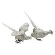 19th Century Pair of German Cast .800 Silver Pheasant Pepper Shakers Antique