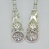 19th Century Chinese Pair of Sterling Silver Floral Teaspoons Antique c1880