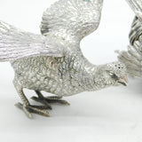 19th Century Pair of German Cast .800 Silver Pheasant Pepper Shakers Antique