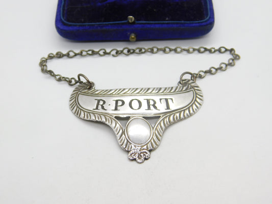 Georgian Silver Plated R.Port Ruby Port Decanter Label Antique c1790