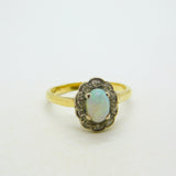 Victorian 18ct Yellow Gold, Opal & Diamond Floral Dress Ring Antique c1890
