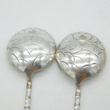 19th Century Chinese Pair of Sterling Silver Floral Teaspoons Antique c1880