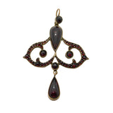 19th Century Austro-Hungarian Gold & Bohemian Garnet Lavalier Drop Pendant