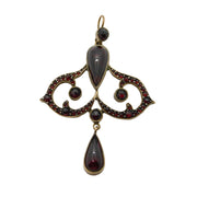19th Century Austro-Hungarian Gold & Bohemian Garnet Lavalier Drop Pendant
