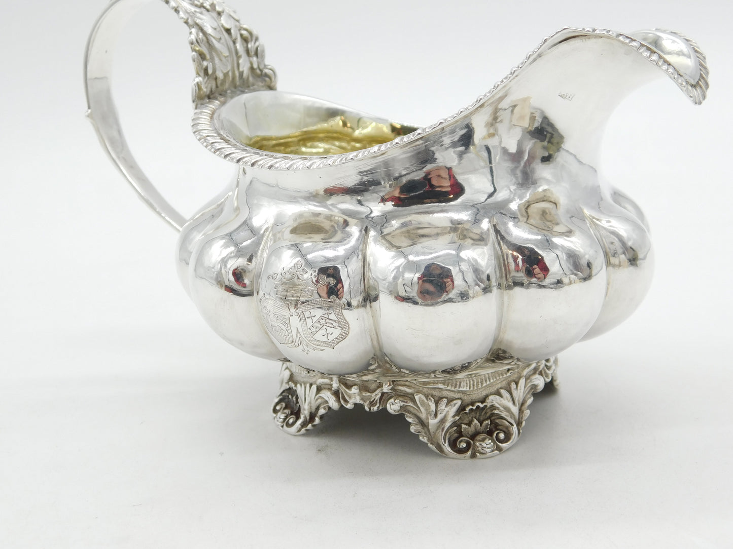 George IV Sterling Silver Heraldic Crested Cream Jug Antique 1830 London