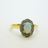 Victorian 18ct Yellow Gold, Opal & Diamond Floral Dress Ring Antique c1890
