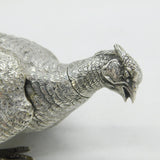 19th Century Pair of German Cast .800 Silver Pheasant Pepper Shakers Antique