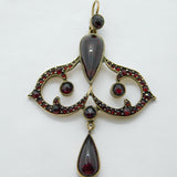 19th Century Austro-Hungarian Gold & Bohemian Garnet Lavalier Drop Pendant