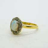 Victorian 18ct Yellow Gold, Opal & Diamond Floral Dress Ring Antique c1890