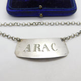 Swedish Victorian Sterling Silver Misspelt 'Arac' or Arak Anise Decanter Label Antique 1851 Göteborg