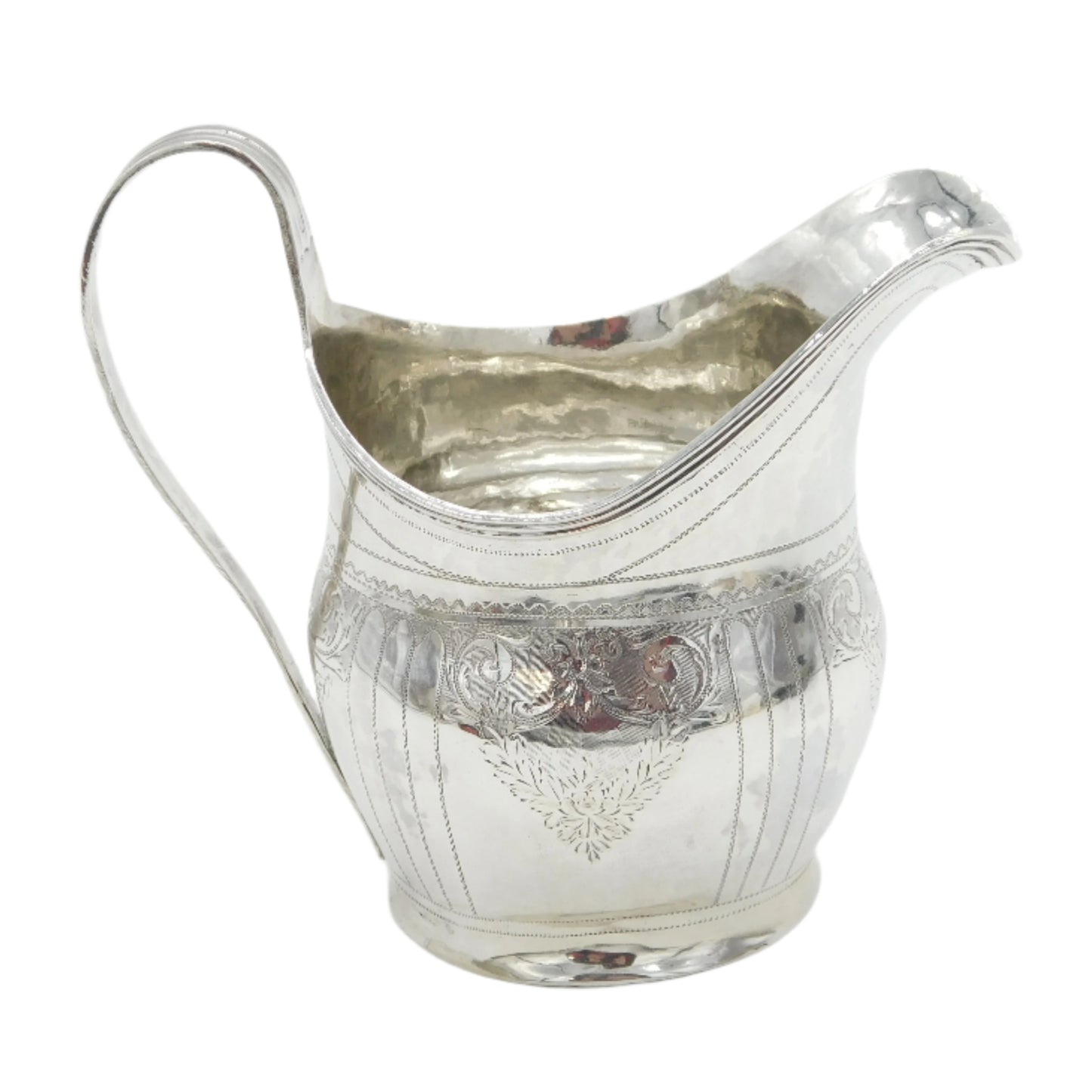 George III Sterling Silver Floral Bright Cut Cream Jug Antique 1801 London