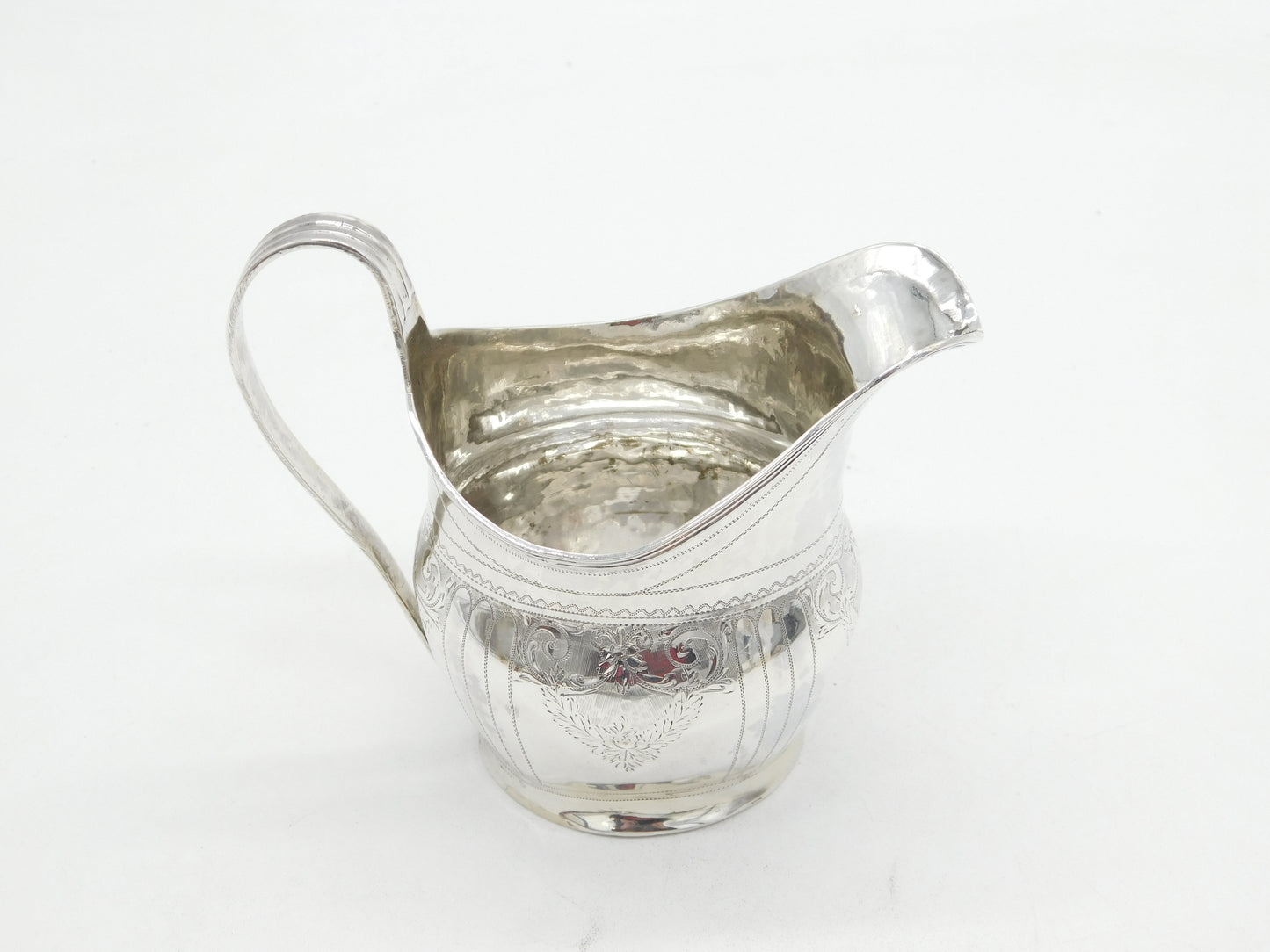 George III Sterling Silver Floral Bright Cut Cream Jug Antique 1801 London