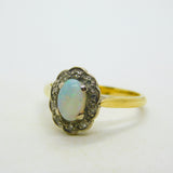 Victorian 18ct Yellow Gold, Opal & Diamond Floral Dress Ring Antique c1890
