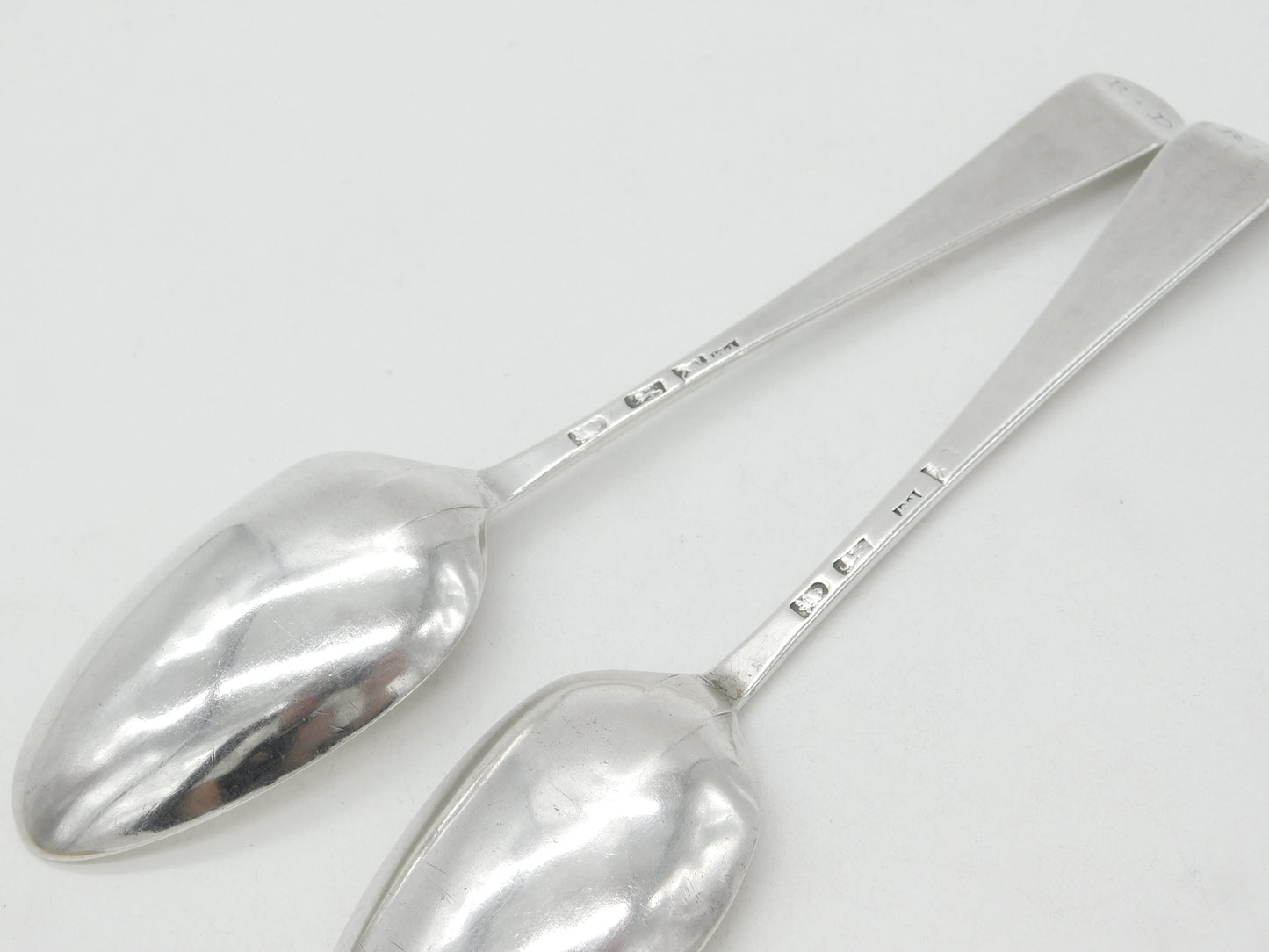 Pair of Georgian Sterling Silver Serving Spoons 1766 John Muns London Antique