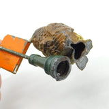 Cold Painted Spelter Novelty Owl & Lamppost Desk Calendar Antique c1920 Deco