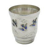 20th Century Continental Silver Enamel Swallow Christening Beaker Antique c1920