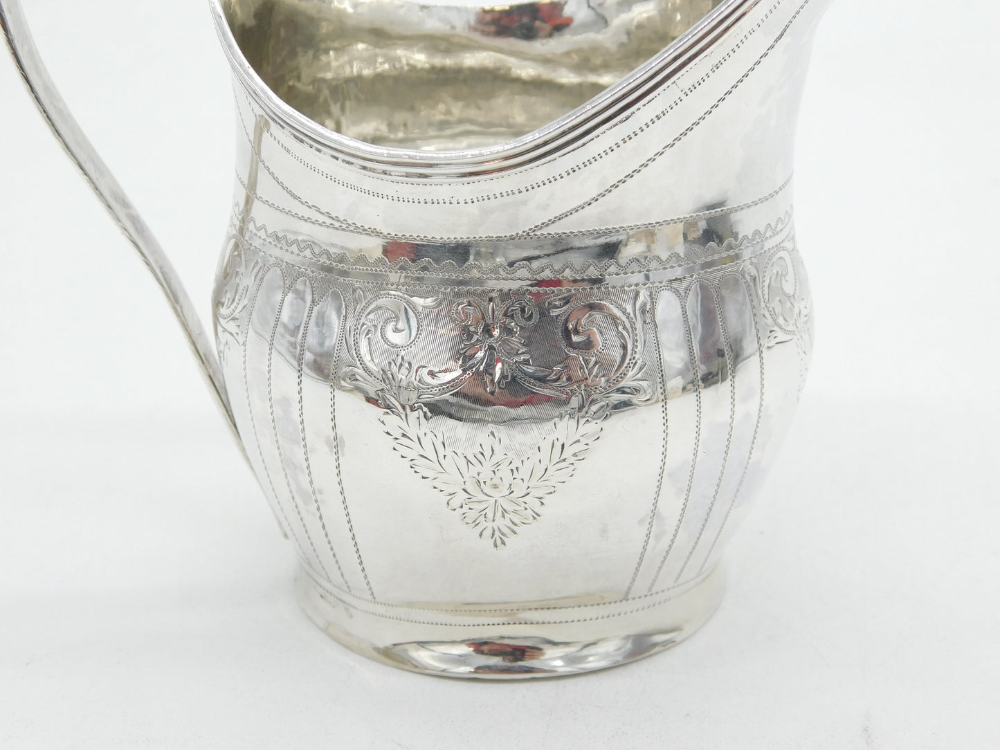 George III Sterling Silver Floral Bright Cut Cream Jug Antique 1801 London