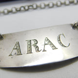 Swedish Victorian Sterling Silver Misspelt 'Arac' or Arak Anise Decanter Label Antique 1851 Göteborg