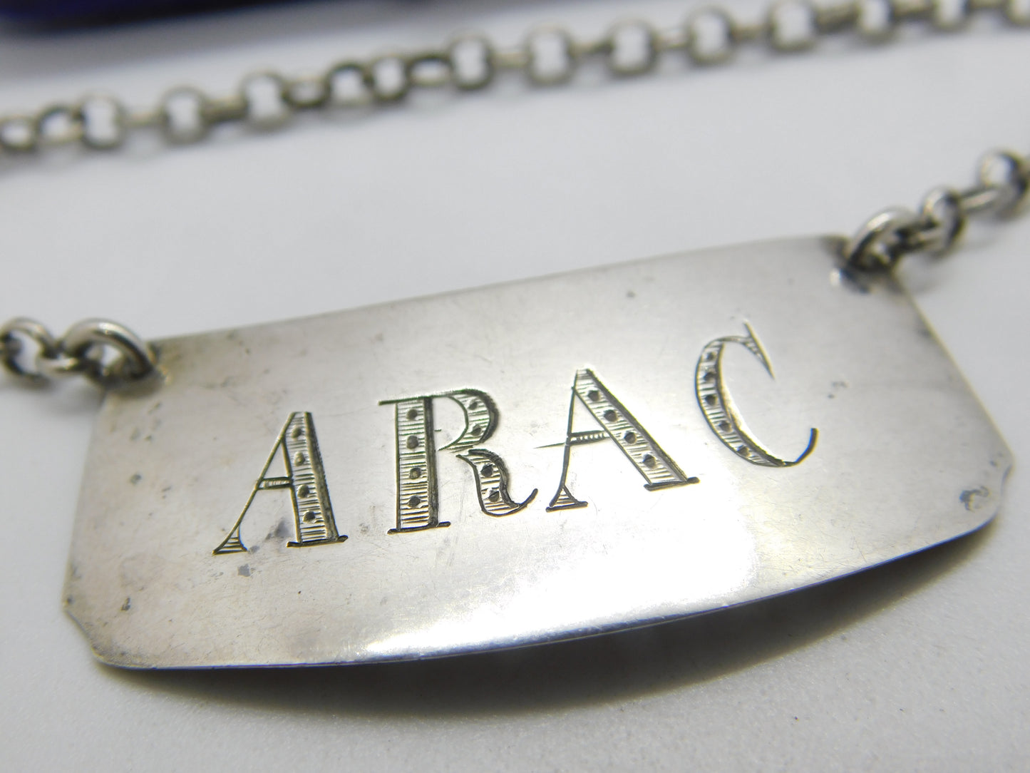 Swedish Victorian Sterling Silver Misspelt 'Arac' or Arak Anise Decanter Label Antique 1851 Göteborg