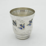20th Century Continental Silver Enamel Swallow Christening Beaker Antique c1920