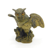 Victorian Cast Bronze Novelty Night Owl Desktop Inkwell Antique c1880