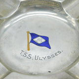 Sterling Silver & Enamel 'TSS Ulysses' Naval Ashtray Antique 1928 Birmingham