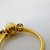 Victorian 18ct Yellow Gold, Sapphire & Pearl Dress Ring Antique c1880