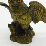 Victorian Cast Bronze Novelty Night Owl Desktop Inkwell Antique c1880