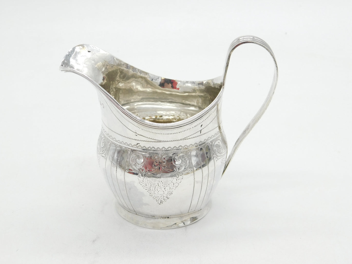 George III Sterling Silver Floral Bright Cut Cream Jug Antique 1801 London