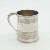 Victorian Sterling Silver Lined Pattern Christening Mug Antique 1853 London