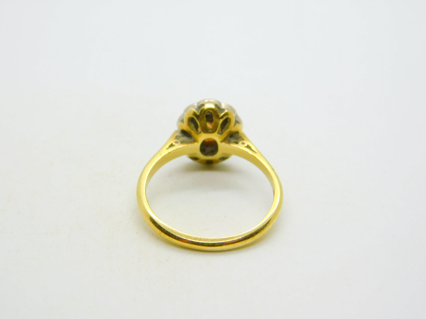 Victorian 18ct Yellow Gold, Opal & Diamond Floral Dress Ring Antique c1890