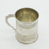 Victorian Sterling Silver Lined Pattern Christening Mug Antique 1853 London