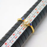 Victorian 18ct Yellow Gold, Sapphire & Pearl Dress Ring Antique c1880