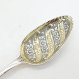George III Sterling Silver Gilt Floral Dessert Serving Spoon Antique 1803 London