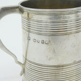 Victorian Sterling Silver Lined Pattern Christening Mug Antique 1853 London