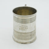 Victorian Sterling Silver Lined Pattern Christening Mug Antique 1853 London