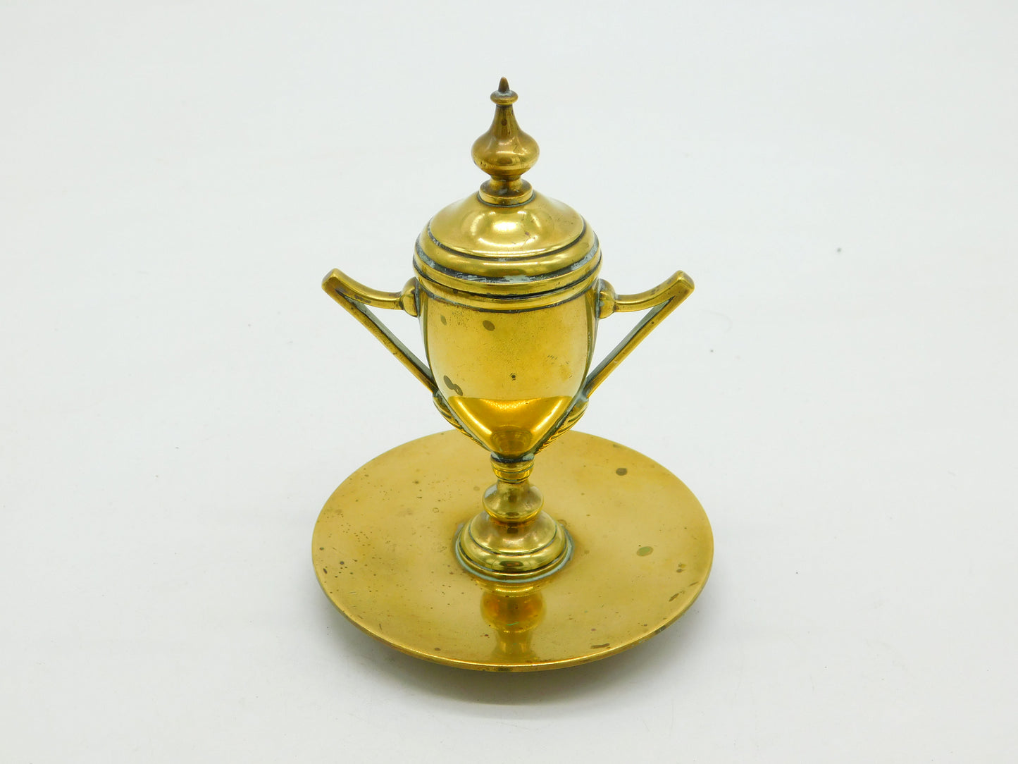 Regency Period Cast Brass Classical Urn Desktop Inkwell Antique c1830