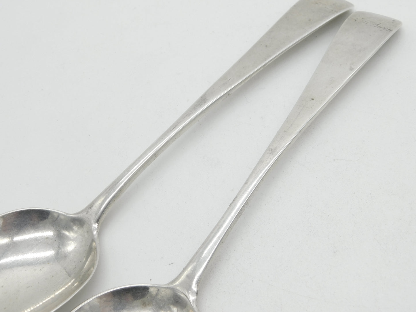 Georgian Scottish Sterling Silver Serving Spoons Pair 1809 Edinburgh Antique