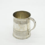 Victorian Sterling Silver Lined Pattern Christening Mug Antique 1853 London