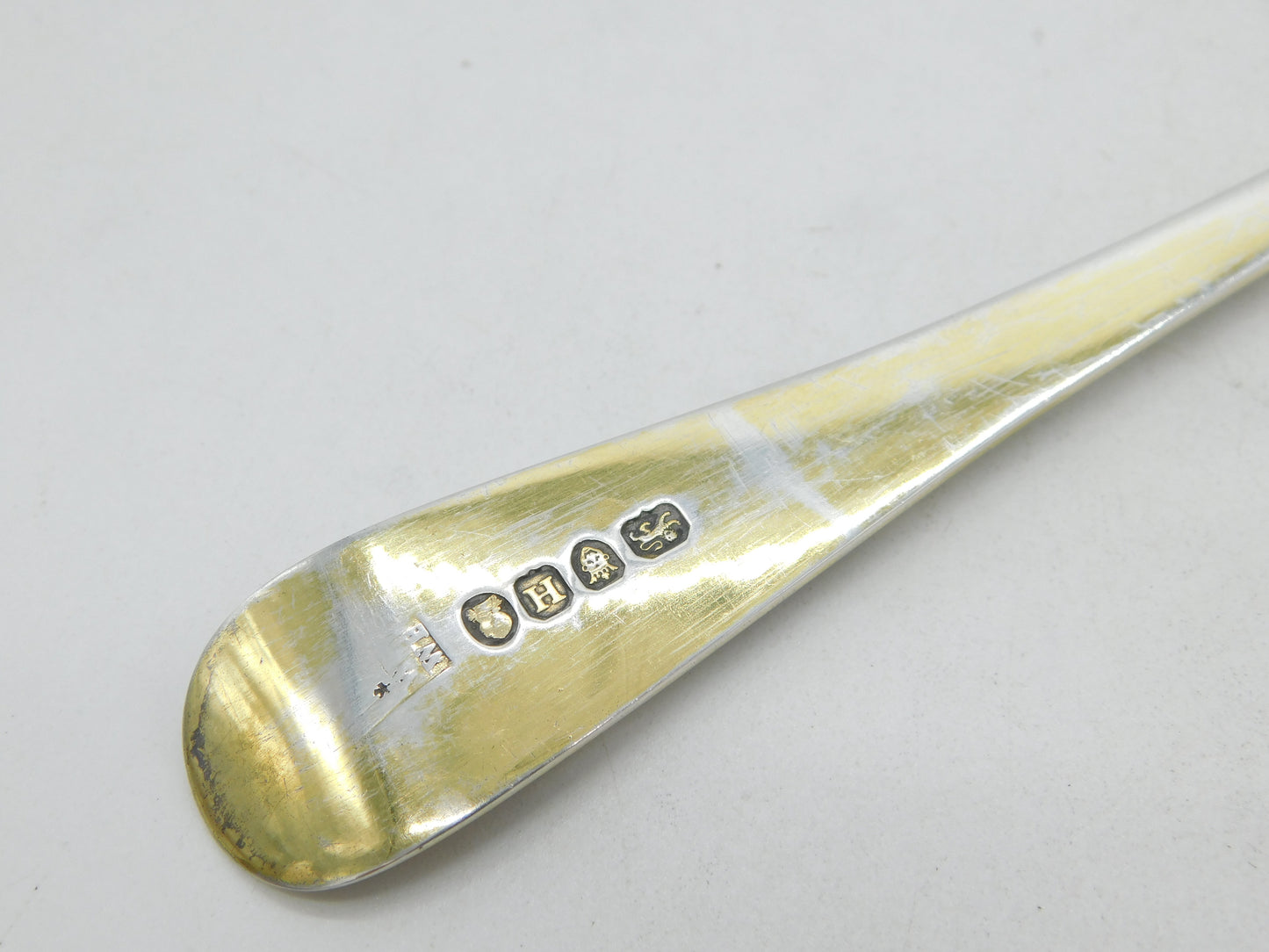 George III Sterling Silver Gilt Floral Dessert Serving Spoon Antique 1803 London